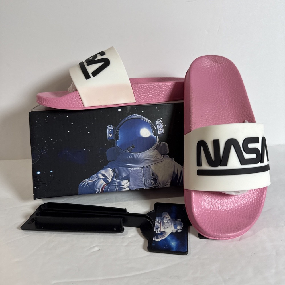NASA Lightweight Slip-On Crater-G Sandal Slide Kids US Size 2 Pink/White NEW